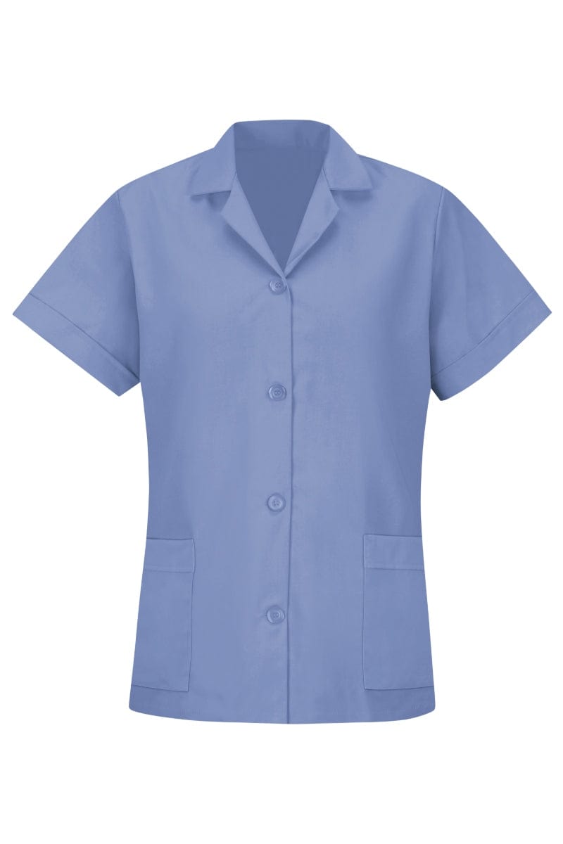 Women's Light Blue Loose Fit Short Sleeve Smock