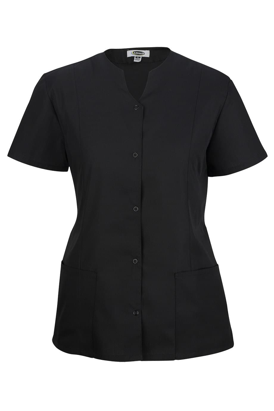 Women's Black Essential Housekeeping Snap Front Tunic