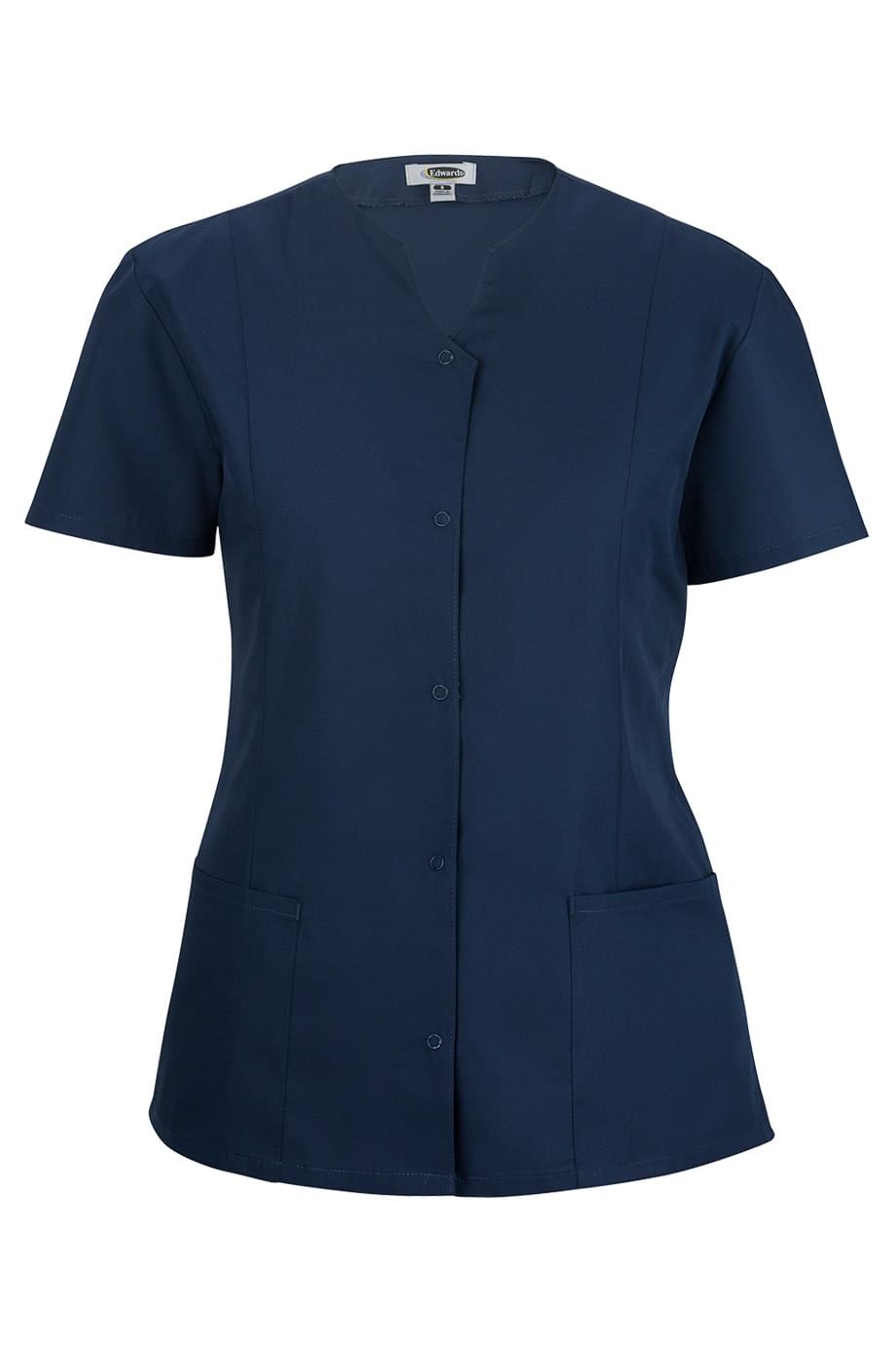 Women's Vintage Navy Essential Housekeeping Snap Front Tunic