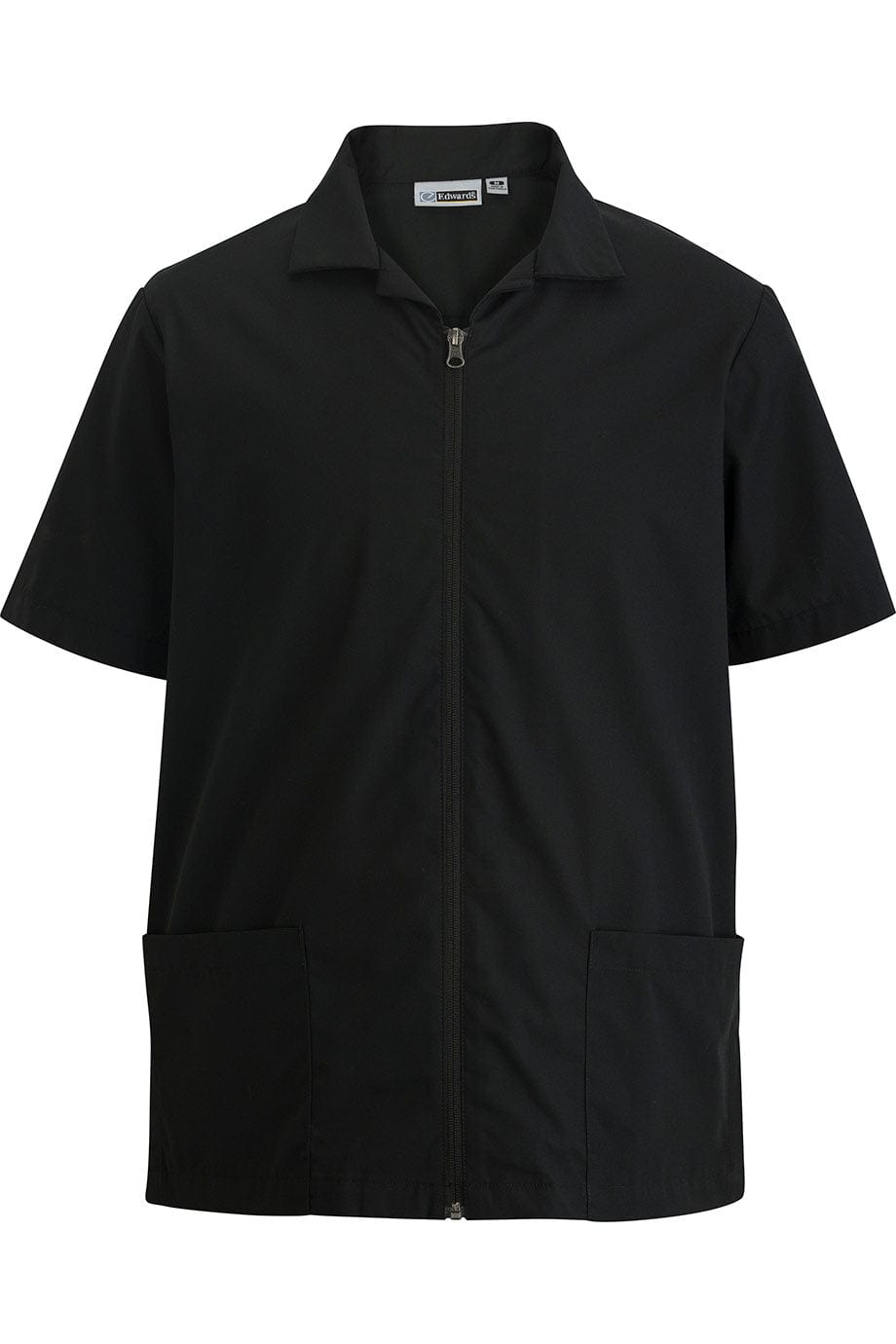 Edwards S Men's Black Essential Zip-Front Service Shirt