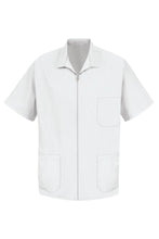 Red Kap S Men's White Zip-Front Smock