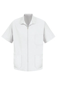 Red Kap S Men's White Zip-Front Smock