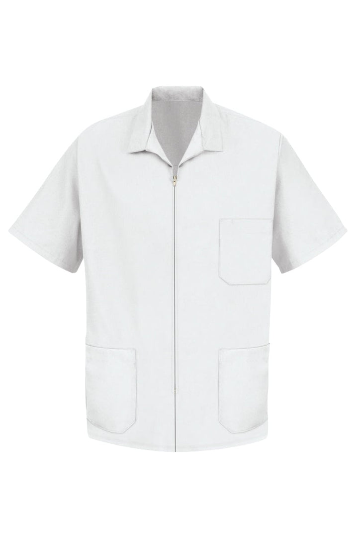 Red Kap S Men's White Zip-Front Smock