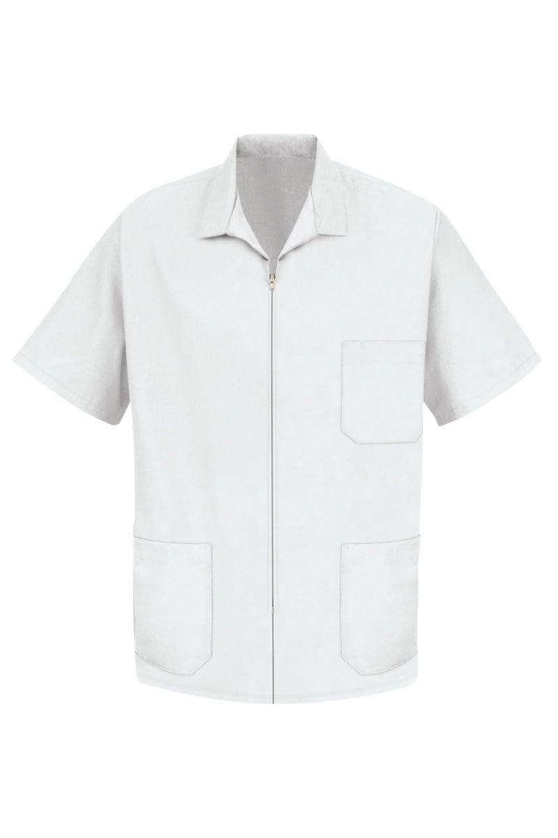 Red Kap S Men's White Zip-Front Smock