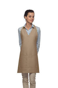 DayStar Khaki Deluxe V-Neck Adjustable Tuxedo Apron (2 Pockets)