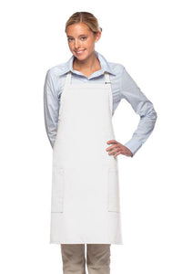 DayStar White Deluxe Bib Adjustable Apron (2 Patch Pockets)