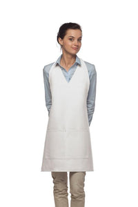 DayStar White Deluxe V-Neck Adjustable Tuxedo Apron (2 Pockets)