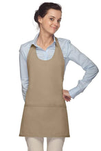 Cardi / DayStar Khaki Scoop Neck Bib Adjustable Apron (3 Pockets)