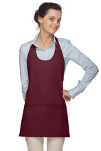 Cardi / DayStar Maroon Scoop Neck Bib Adjustable Apron (3 Pockets)