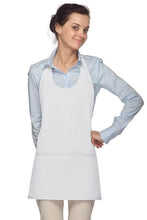 Cardi / DayStar White Scoop Neck Bib Adjustable Apron (3 Pockets)