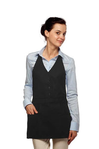 Cardi / DayStar Black Single Breasted Bib Adjustable Apron (3 Pockets)