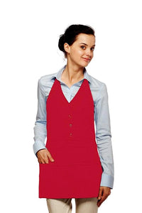 Cardi / DayStar Red Single Breasted Bib Adjustable Apron (3 Pockets)
